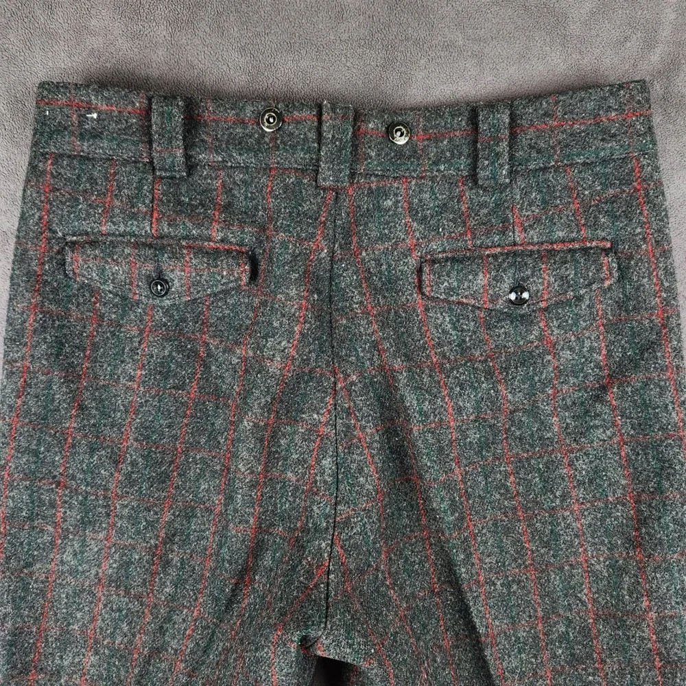 Vintage Woolrich Hunting Pants Mens 36 Gray Red Plaid Malone Heavy Wool USA Made - Picture 3 of 12
